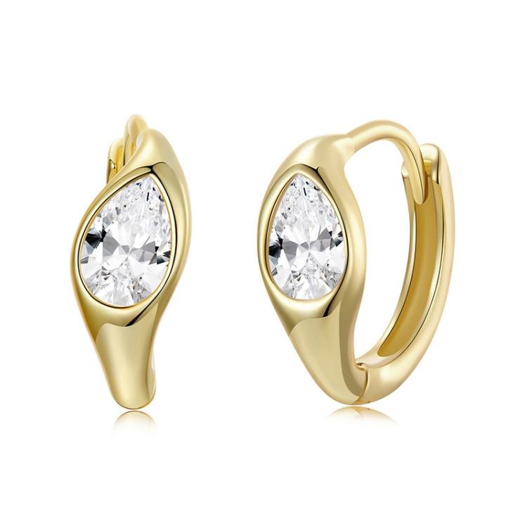 S925 Sterling Silver With Gold-plated Metal Main Stone Earrings