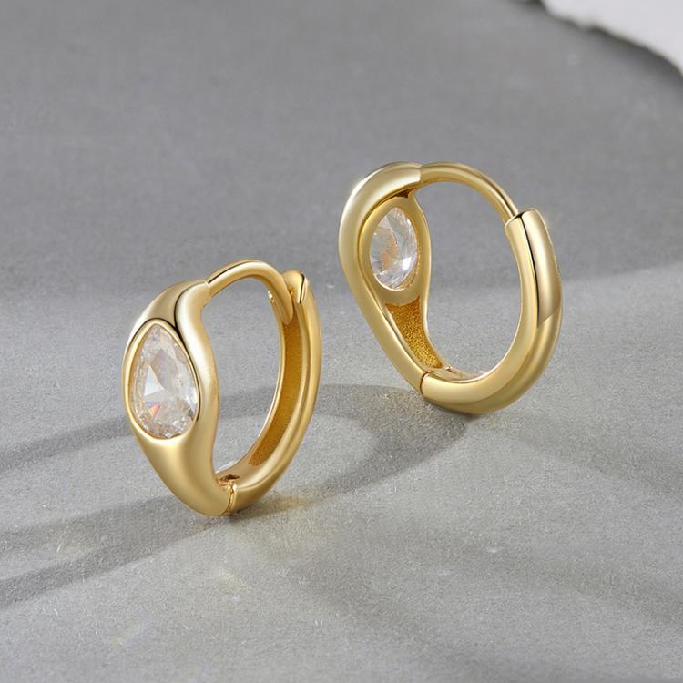 S925 Sterling Silver With Gold-plated Metal Main Stone Earrings