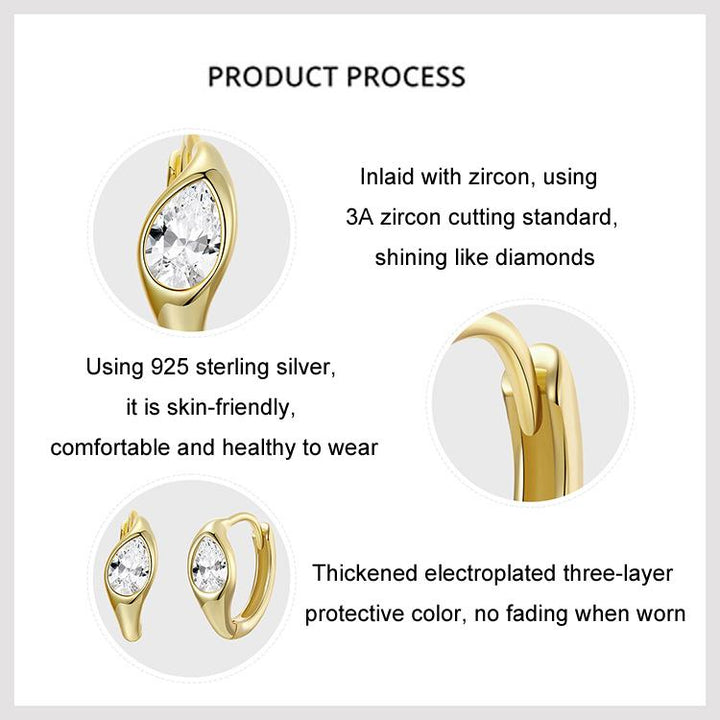 S925 Sterling Silver With Gold-plated Metal Main Stone Earrings