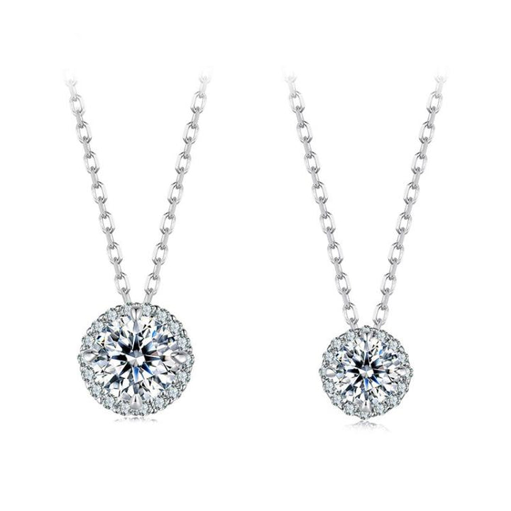 S925 Sterling Silver Platinum-Plated Moissanite Necklace, S, L