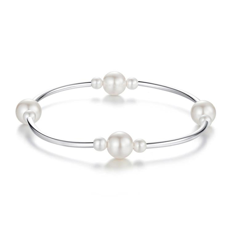 S925 Sterling Silver Plated Elegant Shell Bead Bracelet