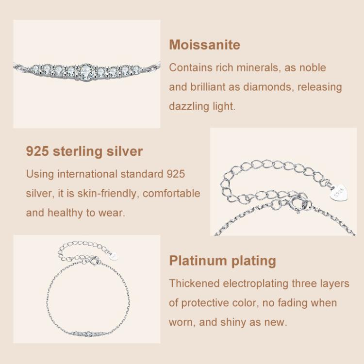 S925 Sterling Silver Platinum-Plated Fine Flash Moissanite Bracelet