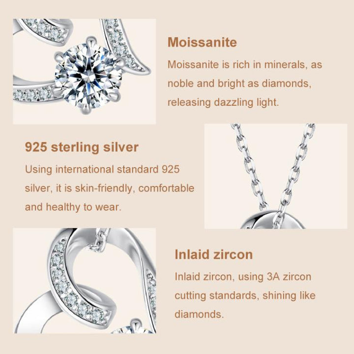 S925 Sterling Silver Eternal Love Heart-shaped Moissanite Necklace