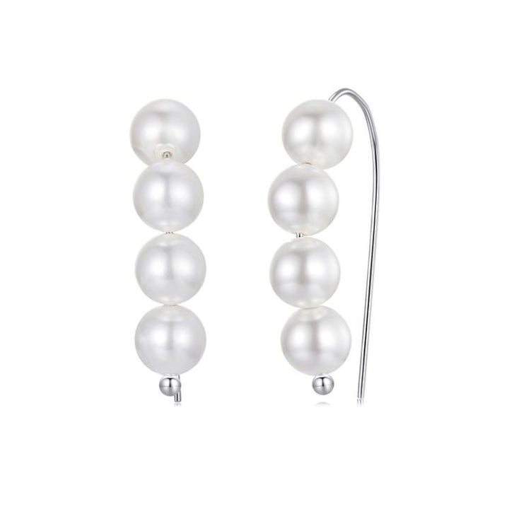 S925 Sterling Silver Elegant Shell Bead Ear Hook Earring Jewelry