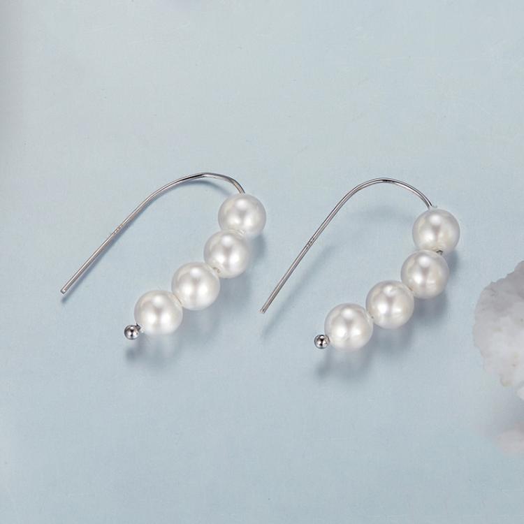 S925 Sterling Silver Elegant Shell Bead Ear Hook Earring Jewelry