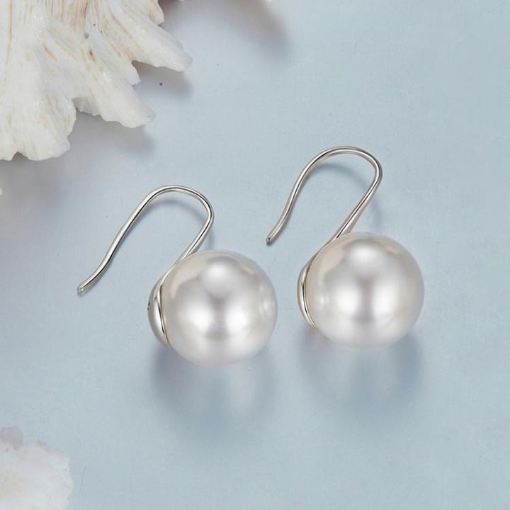 S925 Sterling Silver Elegant Temperament Shell Bead Ear Hook Earring Jewelry