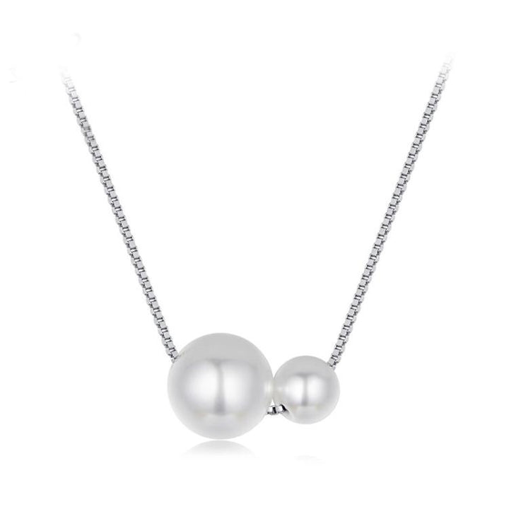 S925 Sterling Silver Platinum-Plated Elegant Pearl Necklace Adjustable Clavicle Chain