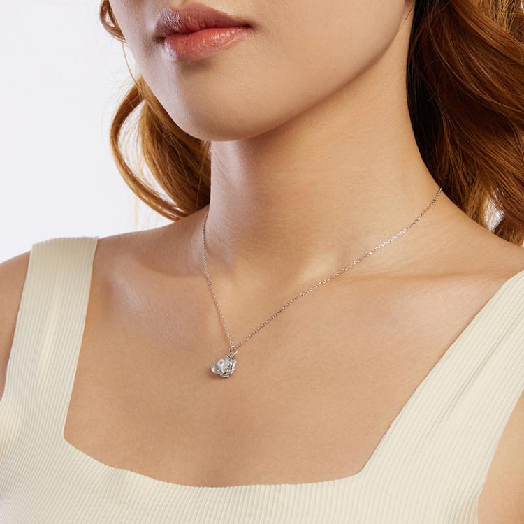 S925 Sterling Silver Rose Heart Clavicle Necklace