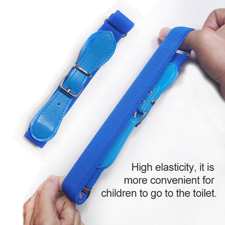 Kids Polyester + PU Leather Square Pin Buckle Adjustable Elastic Belt, 65cm