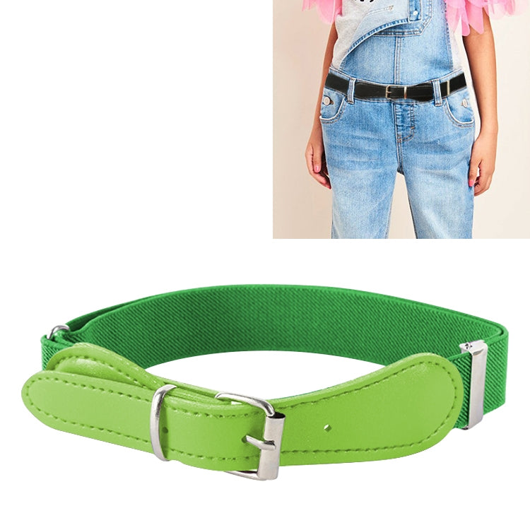 Kids Polyester + PU Leather Square Pin Buckle Adjustable Elastic Belt, 65cm