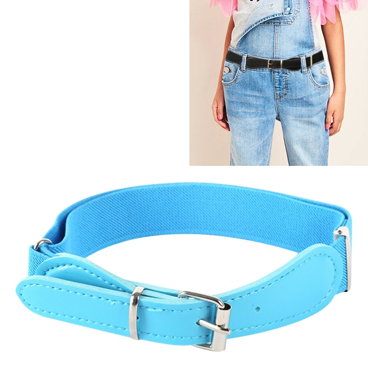 Kids Polyester + PU Leather Square Pin Buckle Adjustable Elastic Belt, 65cm