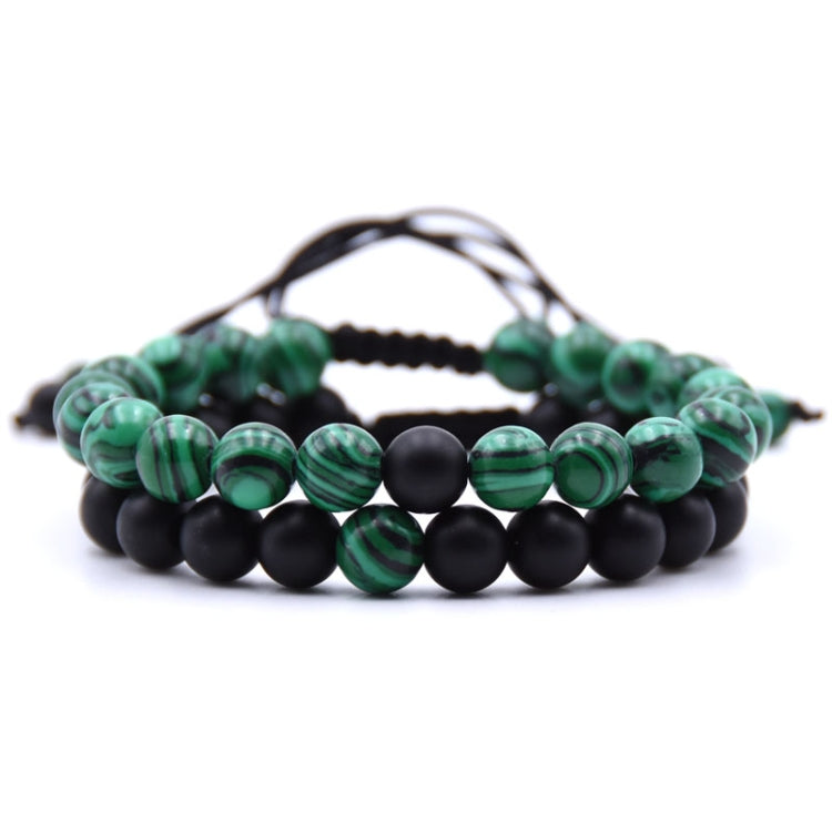 8mm Natural Stone Beads Men Weave Charm Couple Bracelets