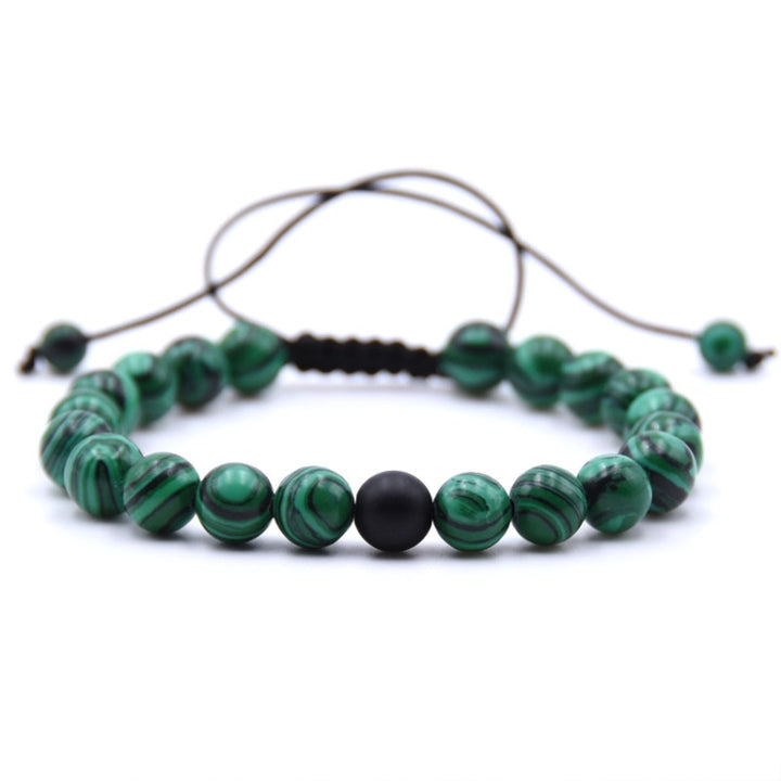 8mm Natural Stone Beads Men Weave Charm Couple Bracelets