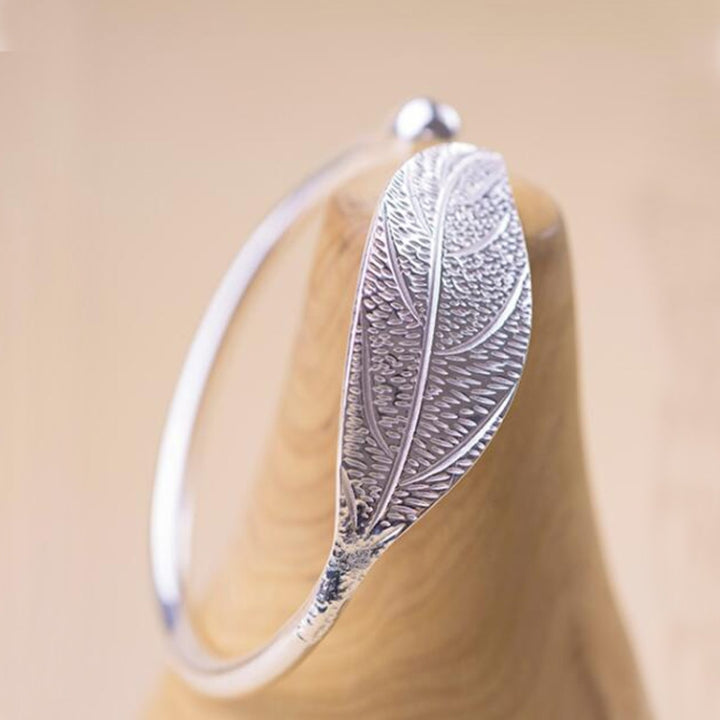 Leaf Cuff Open Bracelets Bangles Women Vintage Silver Jewelry Luxury Bracelet