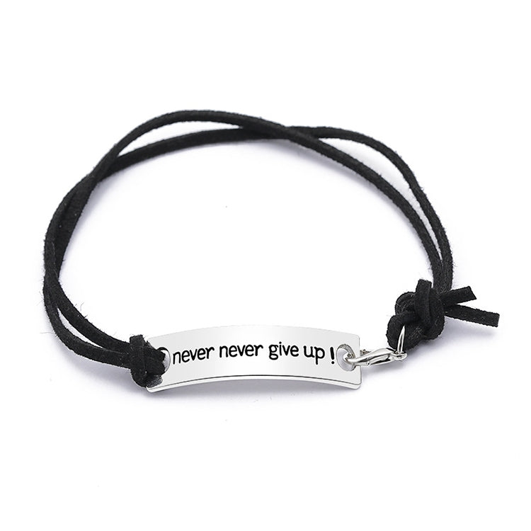 Never Give Up Bracelets Simple Leather Velvet Letter Persistence Bracelet