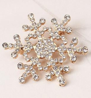 Fashion Water Drill Christmas Snowflake Brooch, Gold, Silver