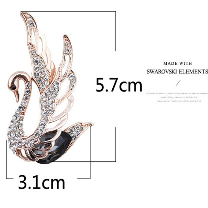 Women Fashion Swan Crystal Insert Drill Brooches, Gray, Purple, White