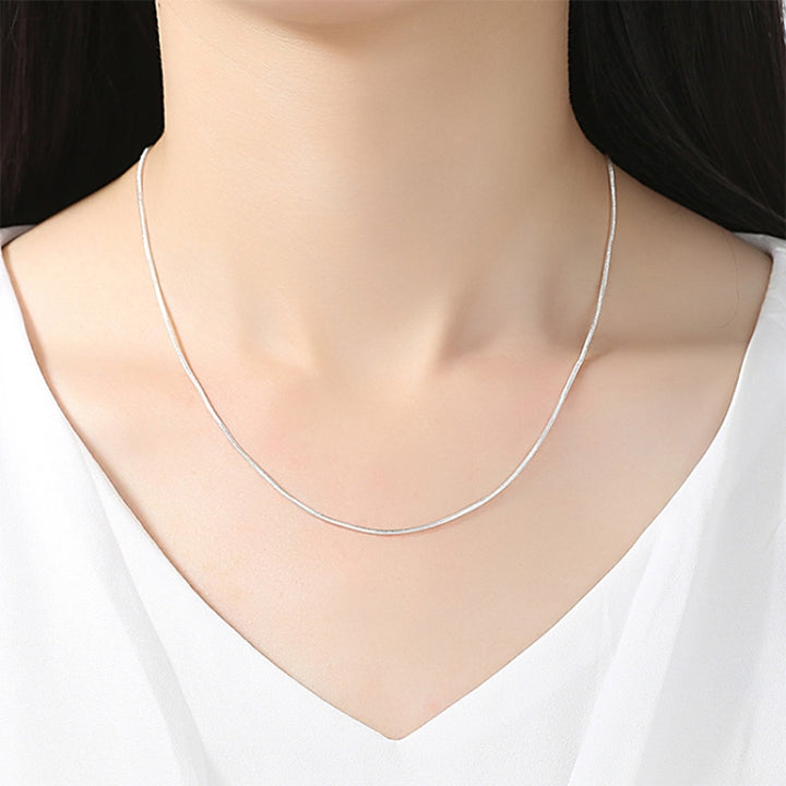 Silver-plated Snake Bone Chain Necklace Female Thin Necklace, 1mm 16 inch, 1mm 18 inch, 1mm 20 inch, 1mm 22 inch, 1mm 24 inch, 1mm 26 inch, 1mm 28 inch, 1mm 30 inch, 2mm 16 inch, 2mm 18 inch, 2mm 20 inch, 2mm 22 inch, 2mm 24 inch