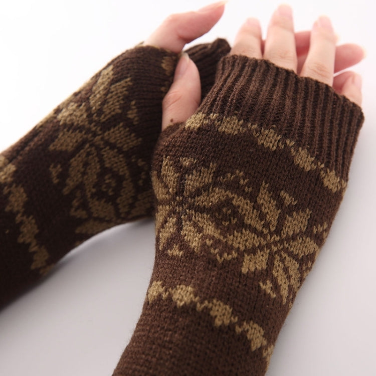 Unisex Universal Autumn Winter Snowflake Pattern Knitted Wool Warm Cuffs Fingerless Arm Sleeves