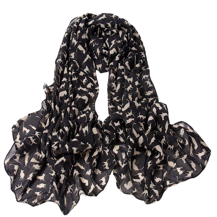 Ladies Cats Printed Chiffon Scarf, Length: 150cm x 60cm