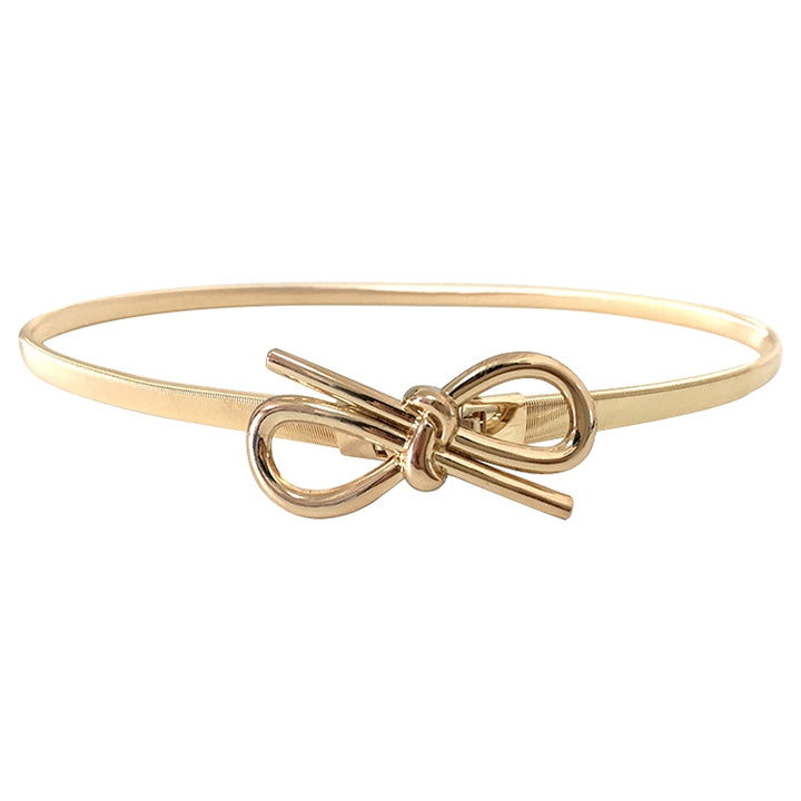 All-metal Material Bow-knot Shape Buckled Elastic Fine Belt for Women, Length: 70cm