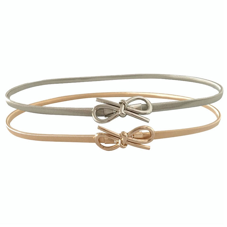 All-metal Material Bow-knot Shape Buckled Elastic Fine Belt for Women, Length: 70cm