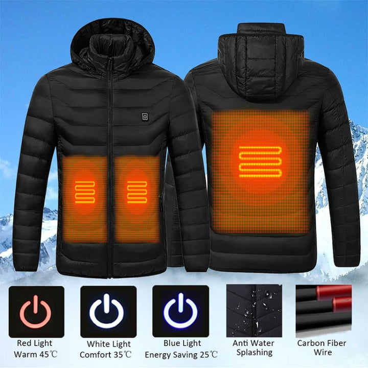 Winter Smart Electric Heating Hooded Jacket, M, L, XL, XXL, XXXL, XXXXL