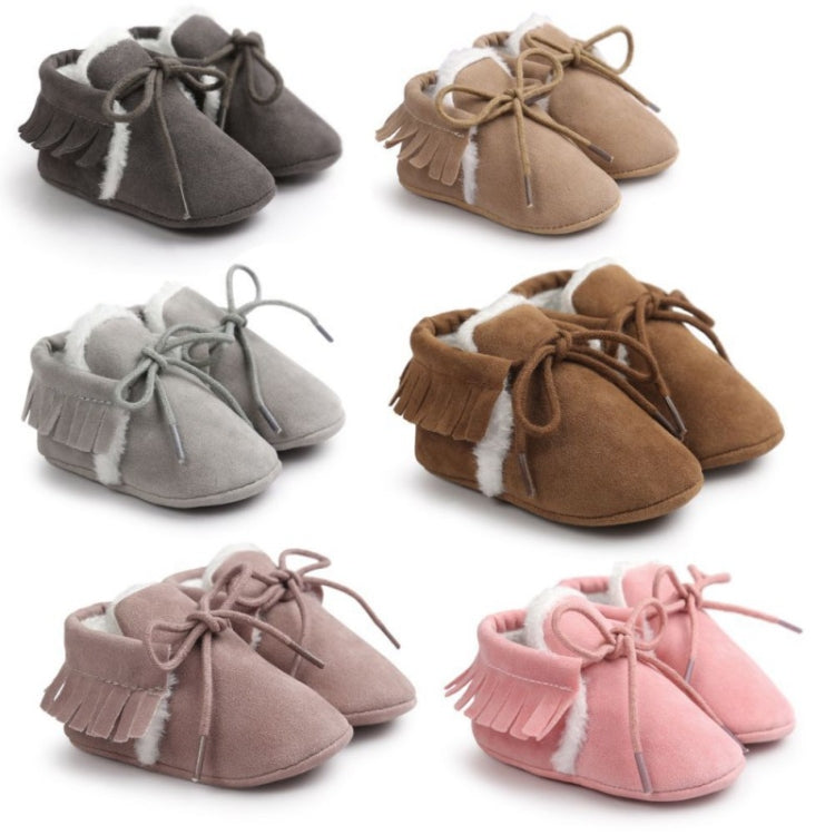 Baby Moccasins Shoes Fringe Soft Soled Non-slip Footwear Crib Shoes PU Suede Leather First Walker Shoes, 11cm, 12cm, 13cm