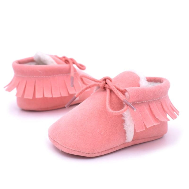 Baby Moccasins Shoes Fringe Soft Soled Non-slip Footwear Crib Shoes PU Suede Leather First Walker Shoes, 11cm, 12cm, 13cm