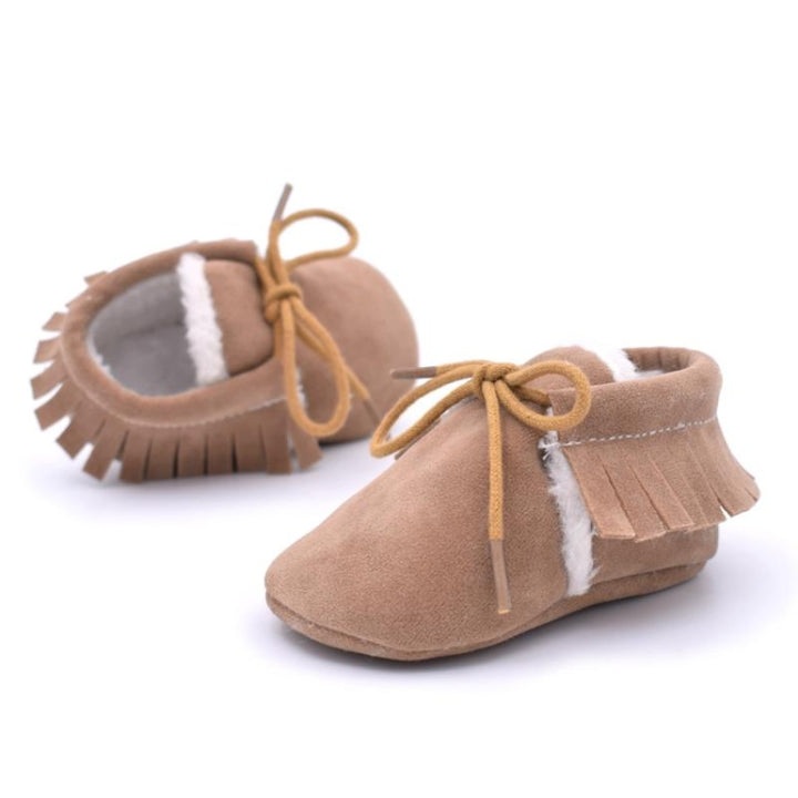 Baby Moccasins Shoes Fringe Soft Soled Non-slip Footwear Crib Shoes PU Suede Leather First Walker Shoes, 11cm, 12cm, 13cm