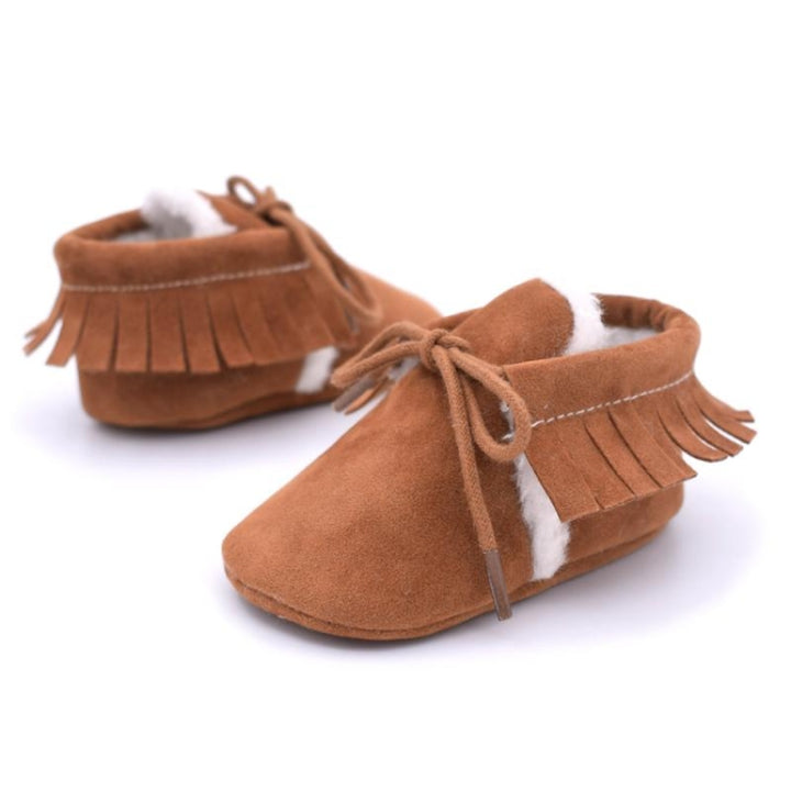 Baby Moccasins Shoes Fringe Soft Soled Non-slip Footwear Crib Shoes PU Suede Leather First Walker Shoes, 11cm, 12cm, 13cm