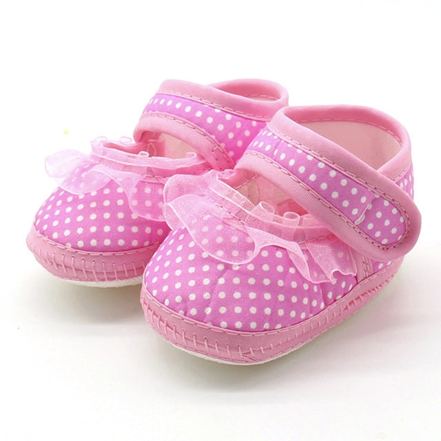 Baby Infant Shoes Girls Dot Lace Soft Sole Prewalker Warm Casual Flats Shoes, 11 size, 12 size