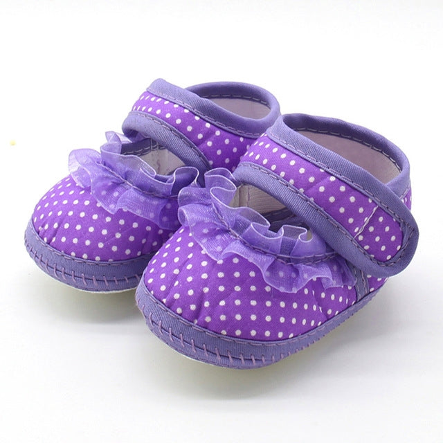 Baby Infant Shoes Girls Dot Lace Soft Sole Prewalker Warm Casual Flats Shoes, 11 size, 12 size