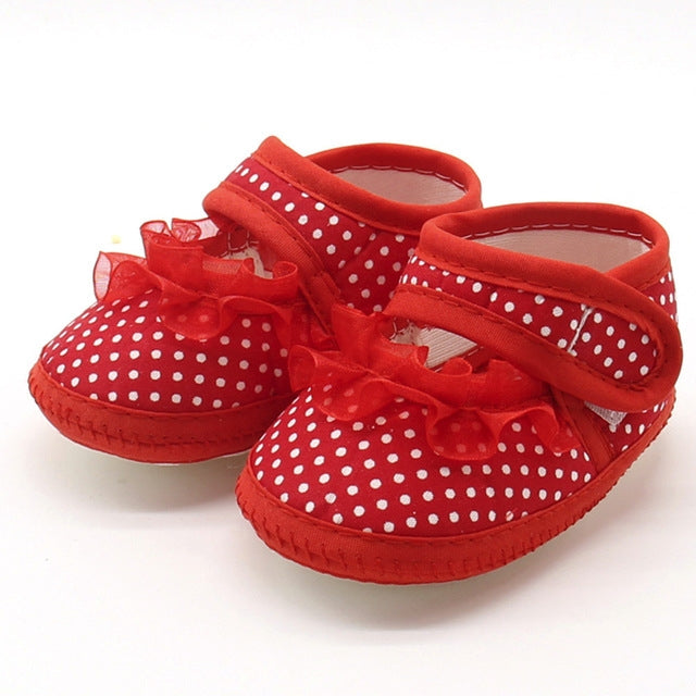 Baby Infant Shoes Girls Dot Lace Soft Sole Prewalker Warm Casual Flats Shoes, 11 size, 12 size