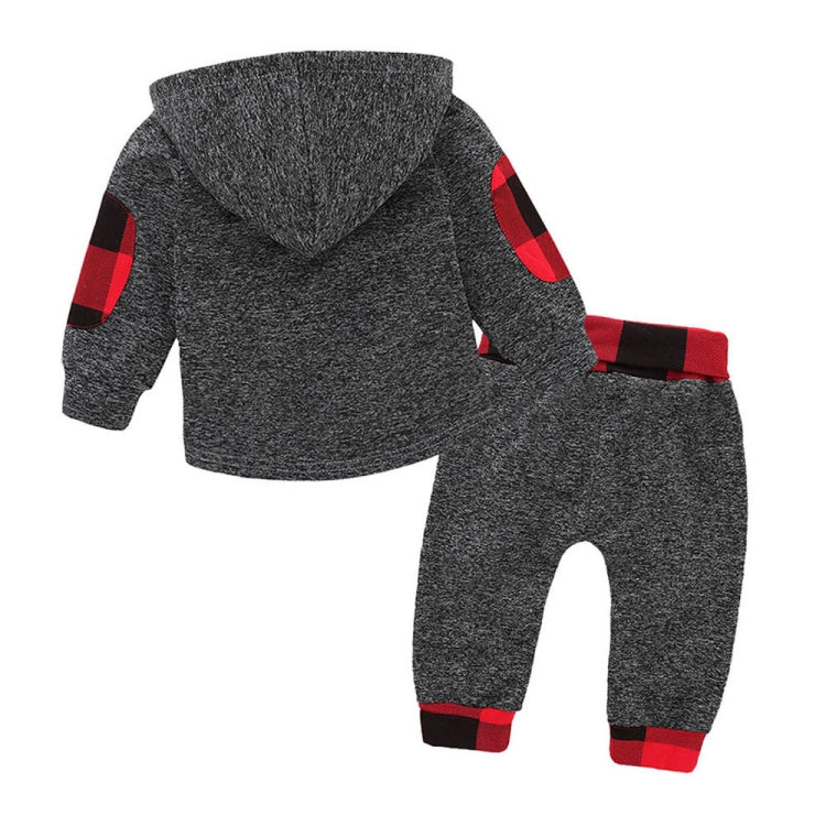 Hoodies Toddler Plaid Hooded Tops Long Pants Kids Set, 70cm, 80cm, 90cm, 100cm, 110cm