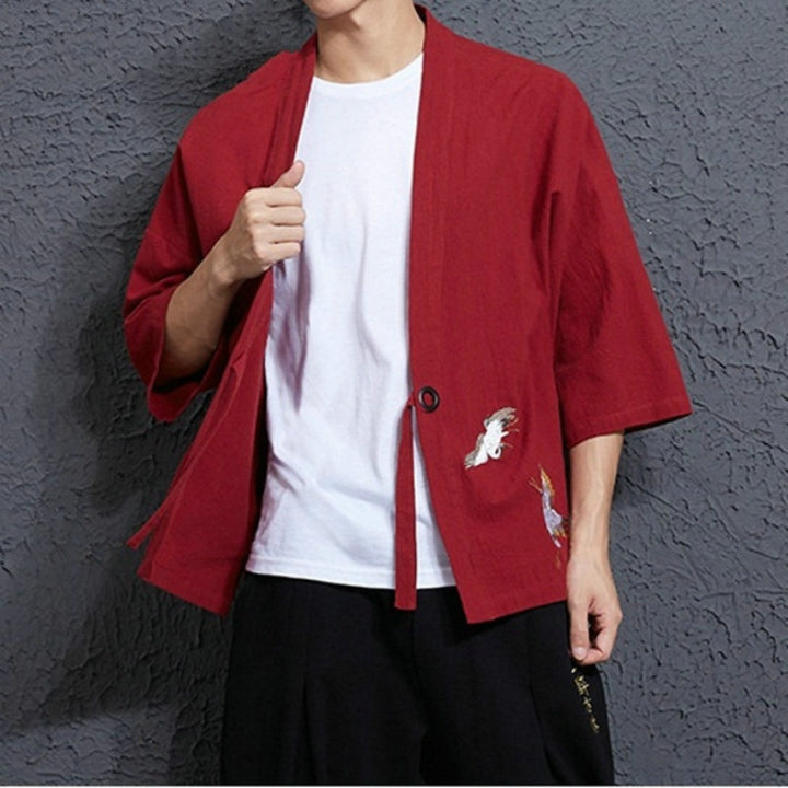 Men's Loose Embroidery Hanfu Robe Cardigan, M, L, XL, XXL, XXXL, XXXXL