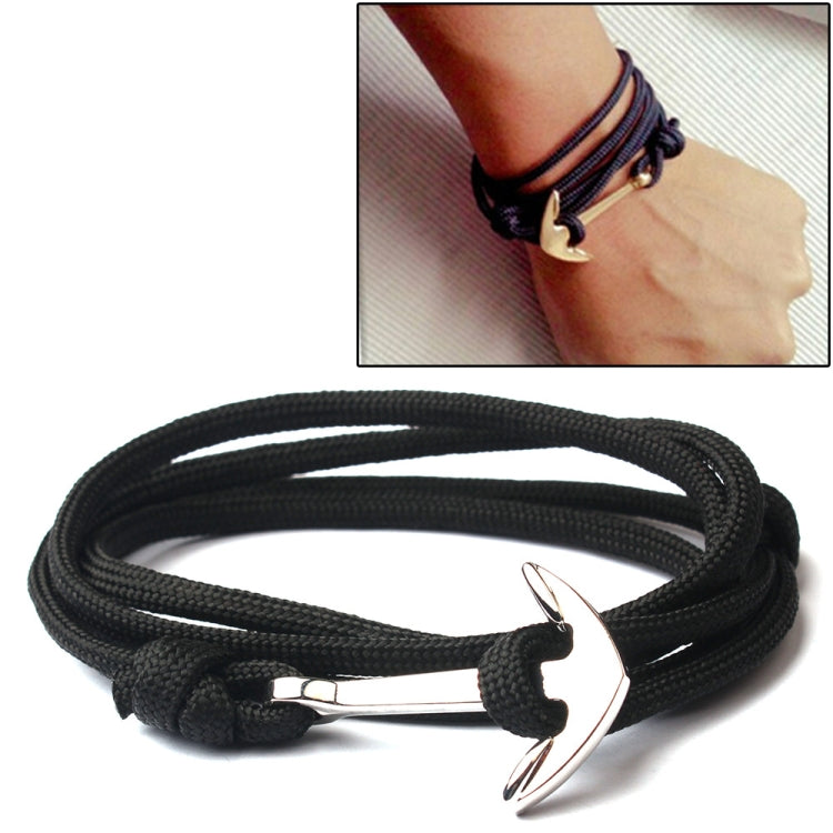 Alloy Anchor Charm Multilayer Leather Friendship Bracelets, Black, Red, Blue