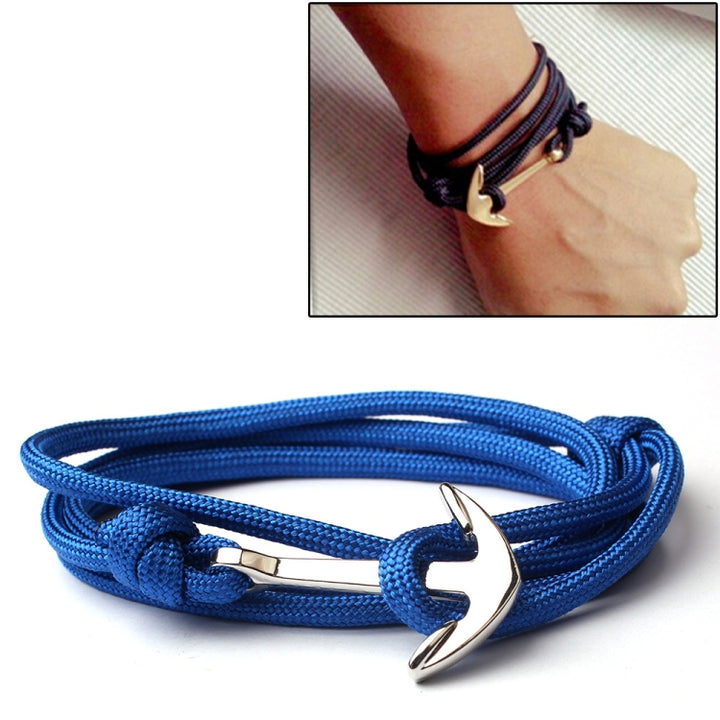 Alloy Anchor Charm Multilayer Leather Friendship Bracelets, Black, Red, Blue