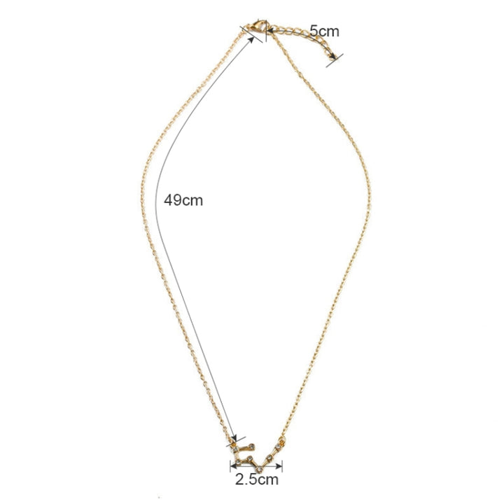 Fashion Zircon Pendant Zodiac Guardian Necklace Short Clavicle Chain, Aquarius-Gold, Aquarius-Silver, Pisces-Gold, Pisces-Silver, Aries-Gold, Aries-Silver, Taurus-Gold, Taurus-Silver, Gemini-Gold, Gemini-Silver, Sagittarius-Gold, Sagittarius-Silver