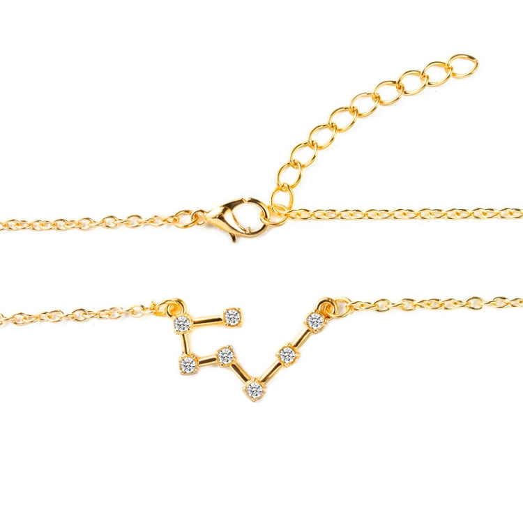 Fashion Zircon Pendant Zodiac Guardian Necklace Short Clavicle Chain, Aquarius-Gold, Aquarius-Silver, Pisces-Gold, Pisces-Silver, Aries-Gold, Aries-Silver, Taurus-Gold, Taurus-Silver, Gemini-Gold, Gemini-Silver, Sagittarius-Gold, Sagittarius-Silver