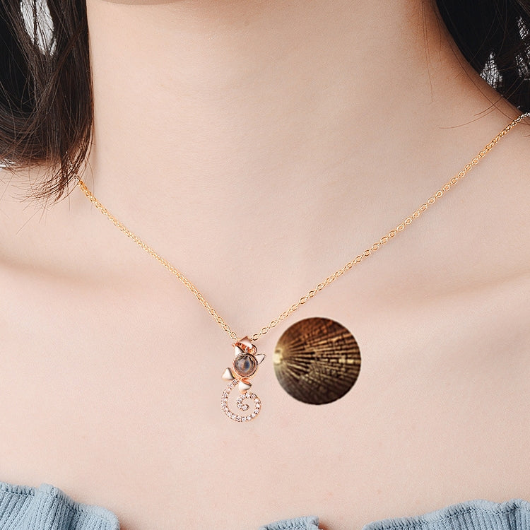 100 Language I love You Necklace Memory Projection Pendant Wedding Letter Necklace, Rose Gold, White Copper