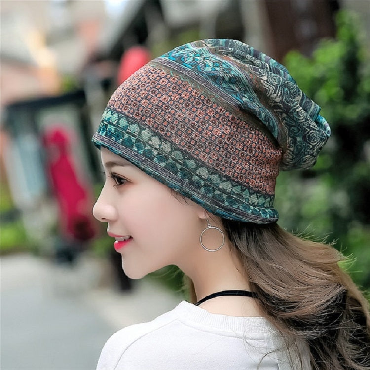 National Style Cotton Yarn Thin Wrap Cap Turban Hat for Women