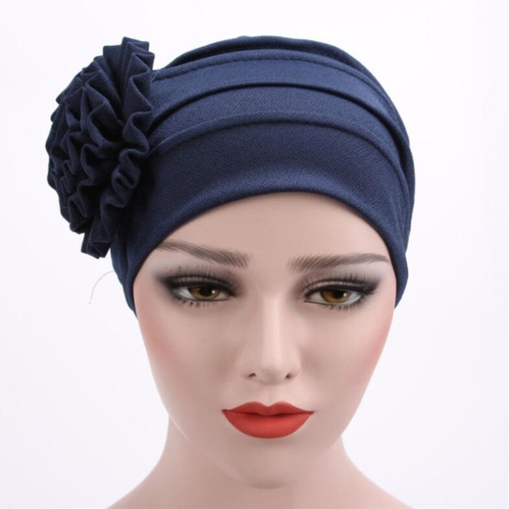 Solid Color Side Flower Turban Hat Women Confinement Hat, Adjustable