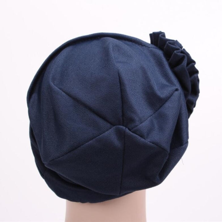 Solid Color Side Flower Turban Hat Women Confinement Hat, Adjustable