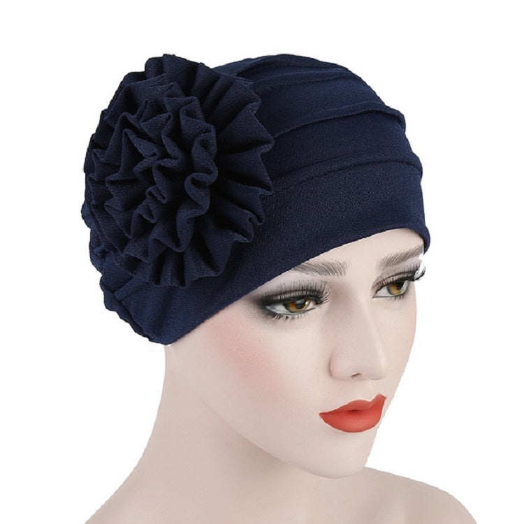 Solid Color Side Flower Turban Hat Women Confinement Hat, Adjustable