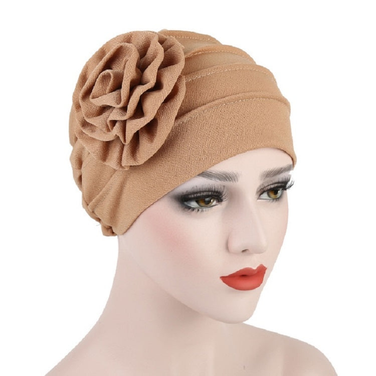 Solid Color Side Flower Turban Hat Women Confinement Hat, Adjustable