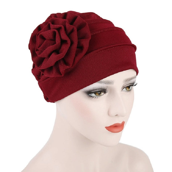 Solid Color Side Flower Turban Hat Women Confinement Hat, Adjustable