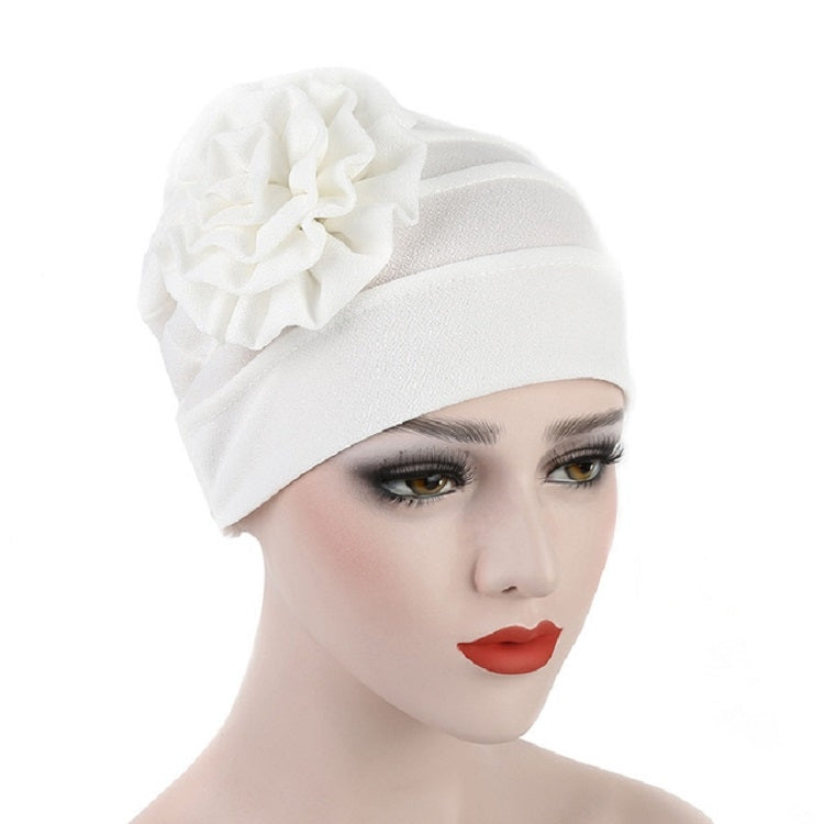 Solid Color Side Flower Turban Hat Women Confinement Hat, Adjustable