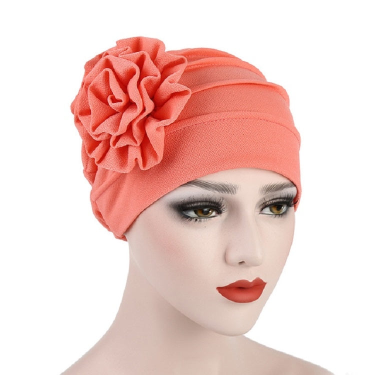 Solid Color Side Flower Turban Hat Women Confinement Hat, Adjustable