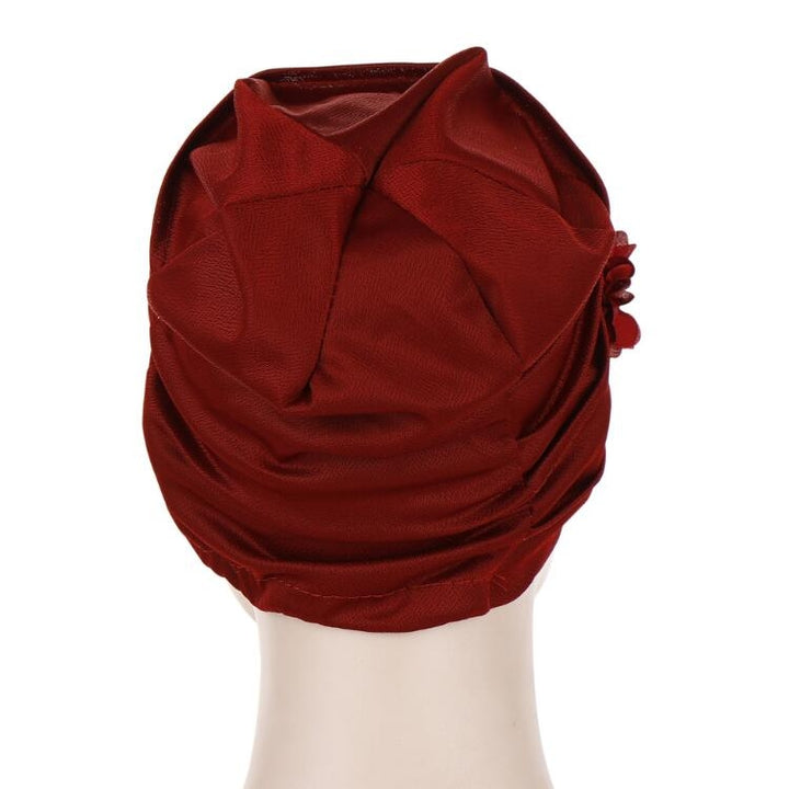 Flowers Decoration Linen Hexagon Turban Hat Wrap Cap